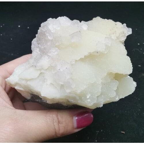 356.5gNatural rare white fluorite and calcite mineral specimen aura healing energy QUARTZ GEM home decoration collection
