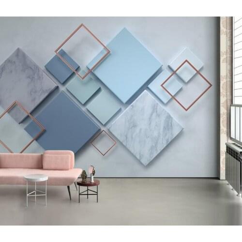 CJSIR Custom Wallpaper 3d Three-dimensional Minimalistic Geometric Rhombus Marble Stitching Tv Backdrop Murals 3d Wallpaper