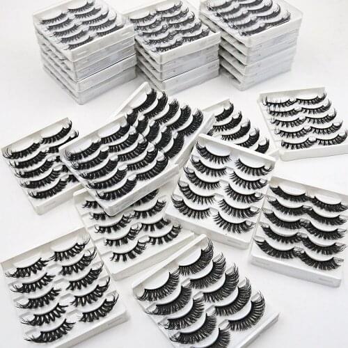 5 Pairs 3D Mink Lashes Wholesale Faux Cils Naturel False Fake Eyelashes Wispy Fluffy Eye Volume Lashes Makeup Eyelash Extension