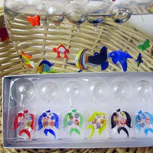 6pcs Custom Hand Blown aquarium float glass fish Figurines marine Style Decoration pendant lamp working miniature animal statues