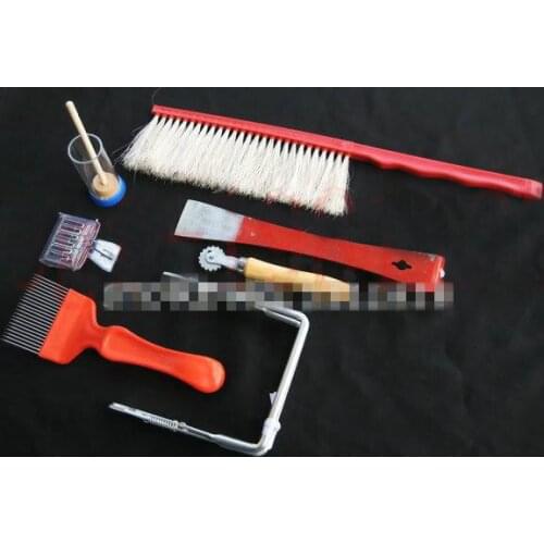 7pcs/Set Beekeeping Beekeeper Equipment Starter Kit Brush+Cage+Uncapping Fork+Queen Catcher+Hive Frame Holder+Embedder+Hive Tool