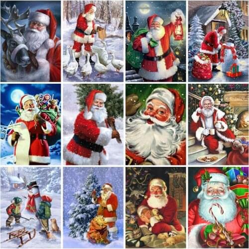 DIY 5D Diamond Embroidery Santa Claus Christmas Gift Diamond Painting Cross Stitch Resin Full Square Drill Mosaic Home Decor