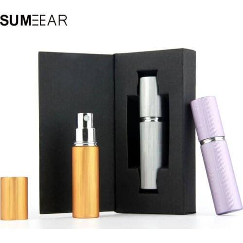 50Piece/Lot 5ml High-end Aluminum Refillable Perfume Bottle With Spray Cosmetic packing box Atomizer For Gift