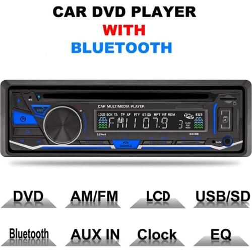 1 Din USB/ SD Car Radio Clock/ EQ Car Mp3 Player Bluetooth/DVD/CD/FM/AM/AUX/TF 32G LCD 4-channel Audio Output Interface