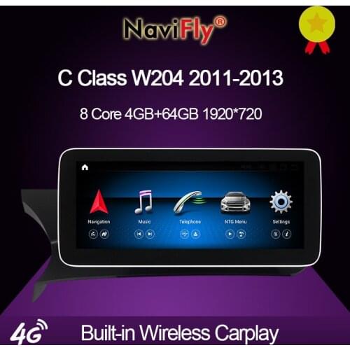 NaviFly Qualcomm Snapdragon Android 10.0 Car DVD GPS Player For Mercedes Benz C Class W204 2011 2012 2013 NTG 4.5 Carplay 4G+64G