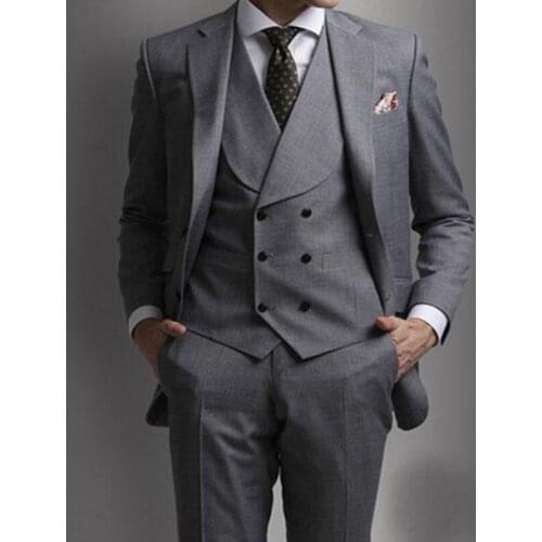 Two Buttons Notch Lapel Men Suits for Wedding Prom/Dinner/Party Best Man Blazer Groomsmen Wear(Jacket+Pants+Vest