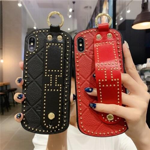 Luxury leather creativity Anti-fall Wrist band Phone Case For iphone 6 s 7 8 plus X XR xs max 11 12 pro max 12 mini Cover Cases