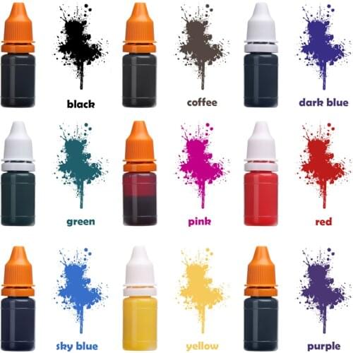 2 Pcs 10ml Flash Refill Ink 9 Color Inking Photosensitive Seal Stamp Oil for Wood Paper Wedding Scrapbooking Make Seal DIY craft