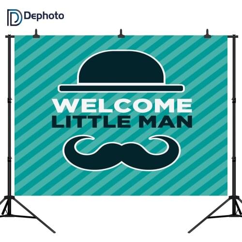DePhoto Welcome Little Man Seamless for Kid Party Vinyl Photography Backdrop Photo Background Studio Prop ST015