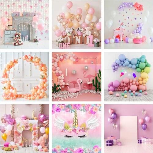 Mehofond 1st Birthday Girl Backdrop For Photography Flamingo Flower Balloon Baby Decor Background Photo Studio Photophone Props