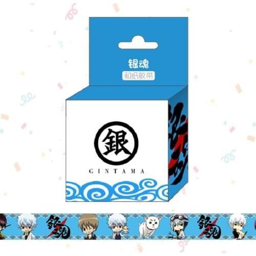 10pcs/lot 1.5cm*5m GINTAMA Anime Washi Tape Adhesive Tape DIY Scrapbooking Sticker Label Masking Tape toy gift