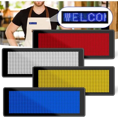 Party Rechargeable Led Name Tag Mini Digital Bluetooth APP Programmable Scrolling Message Tag Badge Sign Support All Languages