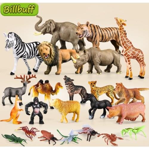 Simulation Wild Animals Lion giraffe wolf insect PVC Model Miniature Farm Action Figures Educational Toy for Children Kid Gifts