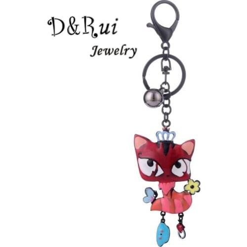 Trendy Cartoon Cat Key Chains for Womens Hangbags Black Alloy Keychains Romantic Key Ring Women Jewelry Car Pendant Keychain