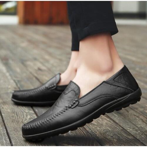 Soft Leather Men Loafers New Handmade Casual Shoes Men Moccasins For Men Split Leather Flat Shoes Big size 38-47 Zapatos Hombre