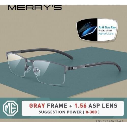 MERRYS DESIGN Men Titanium Alloy Prescription Blue Light Blocking Glasses Half Frame Myopia Hyperopia Optical Eyewea S2158