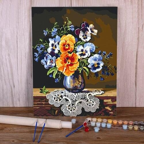Flowers Paint By Numbers Kit Oil Paints 40*50 Canvas Pictures Paintings Crafts For Adults Handiwork Handicraft Art