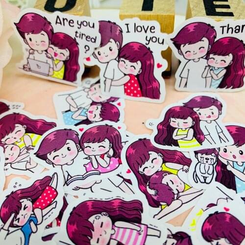 38 pcs Cute couple decorative paper stickers cartoon characters diary stickers DIY stickers children gifts