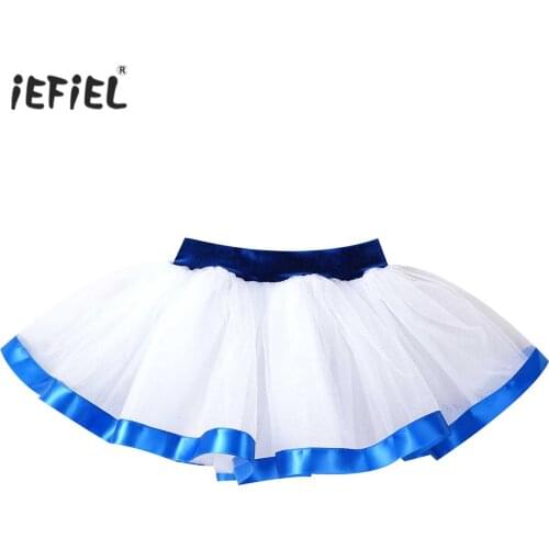 New Kids Girls Tulle Skirt Satin Lace Around Hem Pleated Mesh Tutu Skirt Children Gymnastics Leotard Ballet Dance Skirts