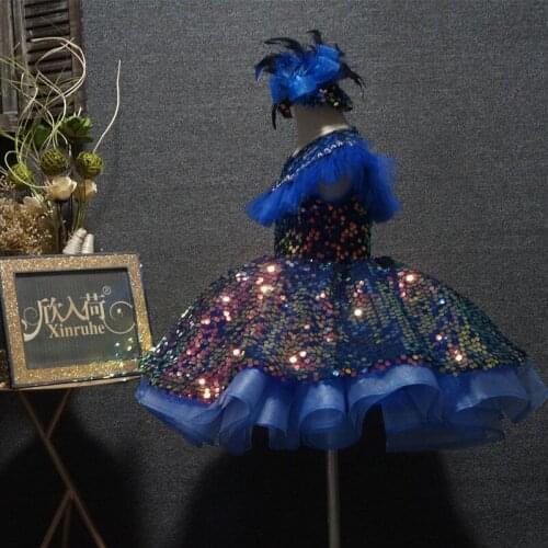 Real Picture Unique Royal Purple Sequin Children Girls Birthday Party Dresses Ball Gowns Toddler Girls Tutu Celebration Gowns