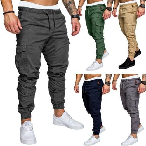 2021 Autumn and Winter Running Fitness Sports Cotton Trousers Mens Small-foot Cargo Trousers Casual Fitness Trousers