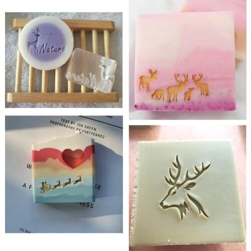 Merry Christmas Series Transparent Handmade Soap Stamp Xmas Tree Animal Acrylic Soap Making Chapter Custom Stamps Gifts