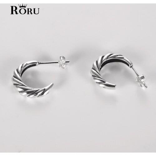 100% Authentic 925 Sterling Silver Small Twist Braid Rope Line Stud Earrings for Women Female Daily Party Elegant Jewelry New