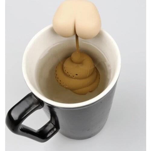 Poo Shape Silicone Tea Accessories Set Halloween Creative Ciga Poop Interesting Herbal Tea Bag Reusable Coffee Filter Diffuser