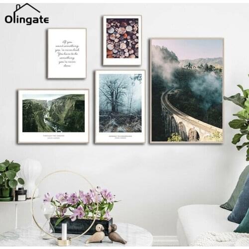 Scandinavian Mountain Lake Tree Canvas Painting Print Posters Nordic Forest Nature Landscape One Piece Wall Art Home Decor Gift