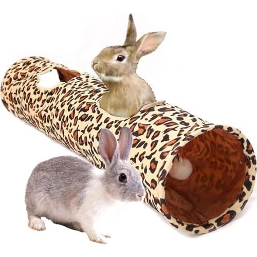 Collapsible Pet Tunnel Rabbit Play Tube Cat Kitten Dogs Bunnies Play Toy Tube Fun Space-Saving Nontoxic Leopard Print Crackle