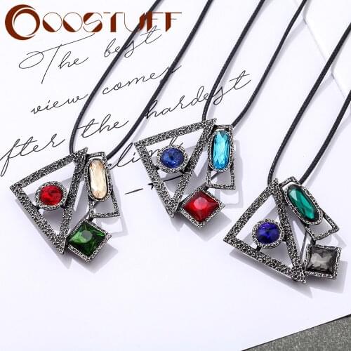 Vintage Necklace Jewelry for Women Geometric Long Chains Pendant Colored Beads Collar Neck Choker Accessories Christmas Gifts