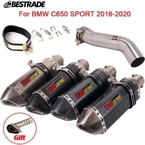 Motorcycle Exhaust System For BMW C650 Sport 2016-2020 Exhaust 51mm Muffler Pipe With DB Killer Slip On Mid Link Connect Pipe