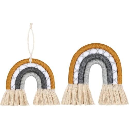 W3JE Home Decoration Accessories Rainbow Handmade Weaving Ornament Nordic Fresh Simple Kid Room Wall Decoration Hanging
