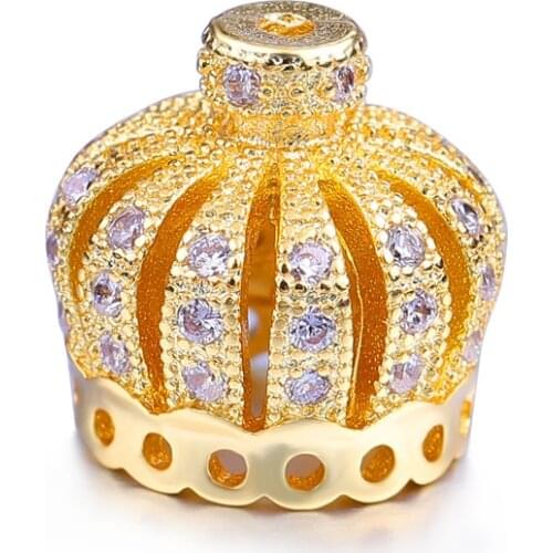 Material Micro Pave Zircon Crown Tassel Metal Beads Accessories For Women Handmade Tassel Earrings Necklace Jewelry DIY Making