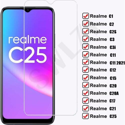 For Realme C1 C11 2021 C2 C2S C3 C3i C12 C15 C17 C21 C25 Tempered Glass Screen Protector realme C20 C20A Phone Protective Film