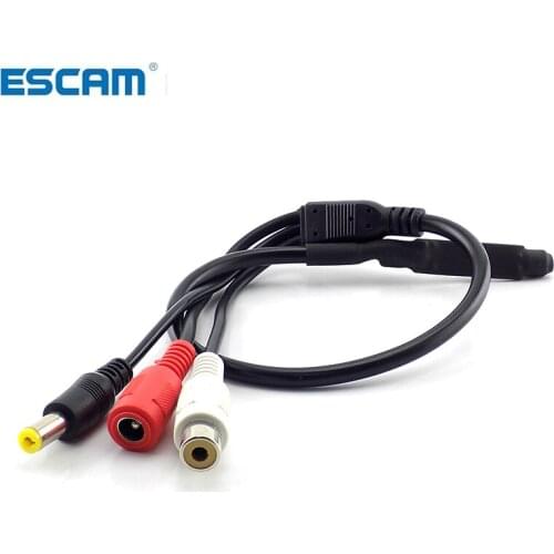 DC 12V Sound Monitor Audio Pickup Mini Pickup Audio Microphone RCA Power Cable for Cctv Security Camera DVR Video Surveillance