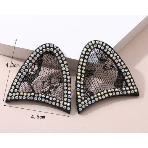 1pair Cartoon Cat Rabbit Animal Ears Rhinestone Lacce Patches Sew on Clothes Hat Sequin Appliques Stripes for Clothing Sticker