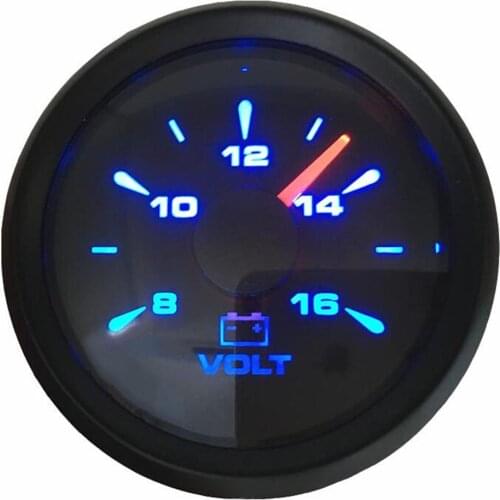Pack of 1 52mm Pointer Volt Meters Marine Waterproof Voltmeters 8-16V Volt Gauges with Red Blue Green Yellow Backlight for Auto