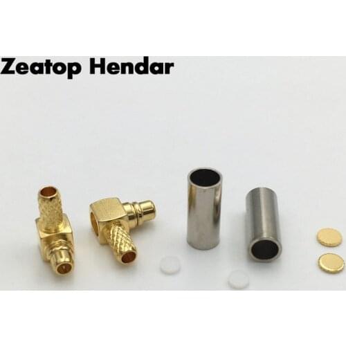 1Pcs Brass Right Angle MMCX Male Plug 90 Degree RF Coax Connector Crimp for RG316 RG174 LMR100 Cable Gold plated Connector