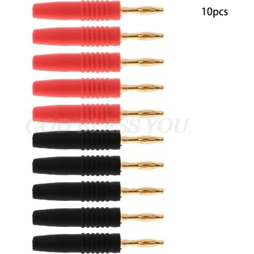 10pcs 2mm Wire Cord Solder Type Male Banana Plug Jack Connector Musical Speaker Cable Pin Adapter Gold Plated Drop Shipping