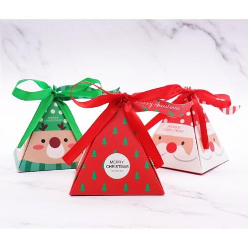 10pcs Christmas Packing Gift Bag Candy Boxes for Kids Birthday Wedding Favors Box Packaging Paper Bags Event Xmas Party Supplies