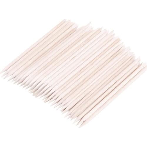 100Pcs Nail Beauty Orange Wood Stick Cuticle Pusher Remover Spade Shape Manicure Nails Toolc Nail Care Double Sided Stick
