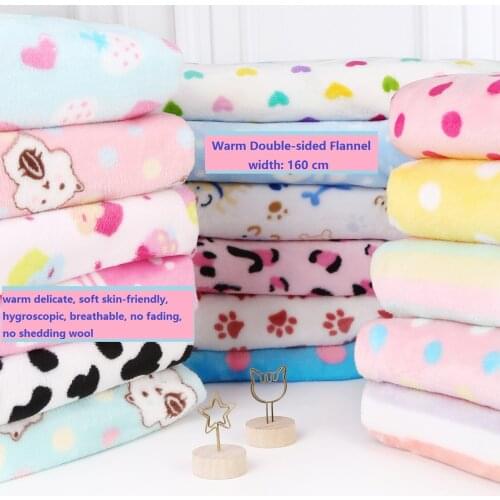 160cm*50cm Soft Warm Double-sided Flannel Fabric Coral Fleece Pajamas Blankets Babyunderwear Plush DIY Home Clothes Fabric