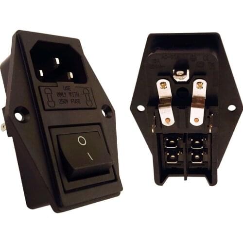 2Pcs With Double 15A Fuse Big Power Switch AC Power Socket 15A 250V Connector Plug AC Power Outlet With Switch