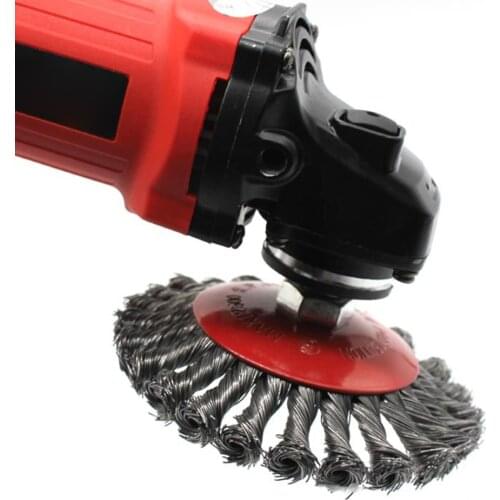 4pcs 75mm/100mm Steel Rotary Knot Flat Wire Wheel Cup Brush Rust Removal Polishing Deburring for 125 Angle Grinder Cleaner Tool