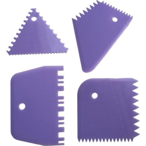 4pcs/set Cake Scraper Sawtooth Fondant Mousse Cream Spatula Smoother Polisher DIY Baking Pastry Cake Decorating Kitchen Tool