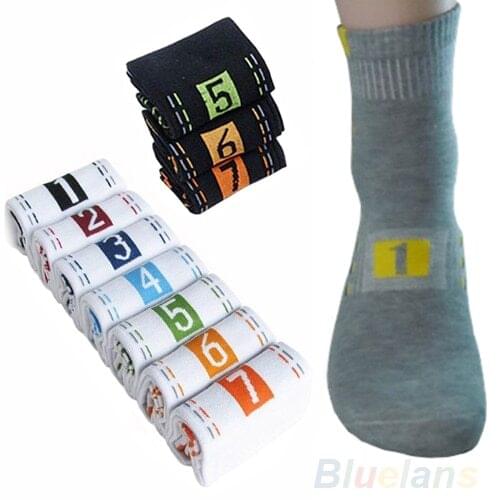 7 Pairs/Lot Week Casual Mens Fashion Socks Men Cotton Ankle Socks Crew Sock For Gift