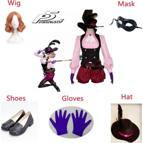 Anime Persona 5 Cosplay Costume Haru Okumura Role Play Full Set Uniform Suits Men Women Carnival Performance Costumes Wig Shoes