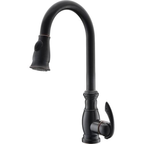Free ship ORB oil rubbed bronze clour pull out kitchen spray faucet mixer tap Single hole Deck mounted Swivel Spout