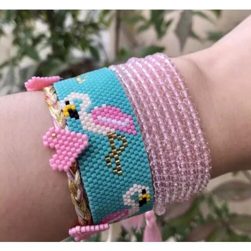 The newest pink flamingo suit unique design miyuki bracelet factory direct sales hand-woven bracelet pink little bracelet